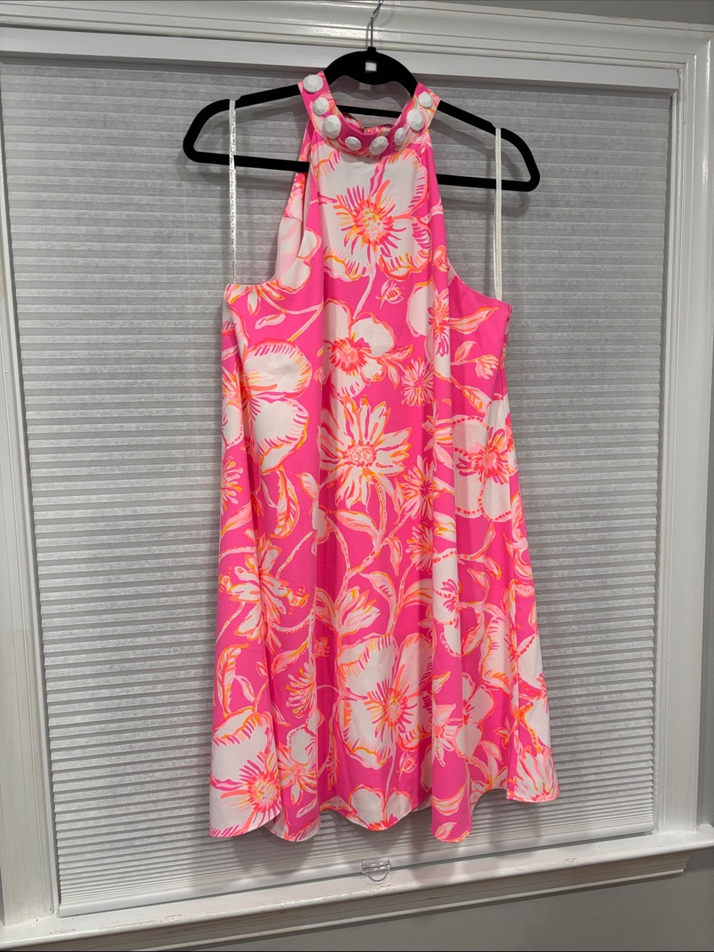 Lilly Pulitzer Hot Pink, White & Coral Floral Halter Dress